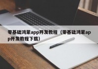 零基础鸿蒙app开发教程（零基础鸿蒙app开发教程下载）