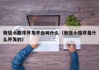 微信小程序开发平台叫什么（微信小程序是什么开发的）