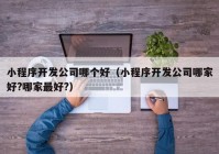 小程序开发公司哪个好（小程序开发公司哪家好?哪家最好?）